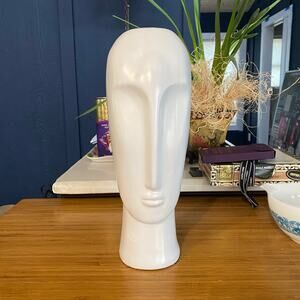 Three‎ Hands Corp White Ceramic 14” Modern Head Sculpture
